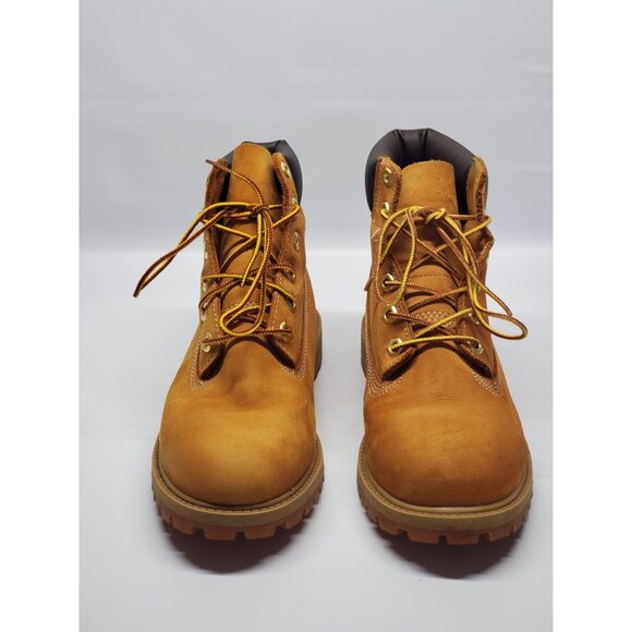 Timberland Boys Tan Nubuck Leather Premium Waterproof Lace Up Boots Sz 5.5 489 - Picture 3 of 10